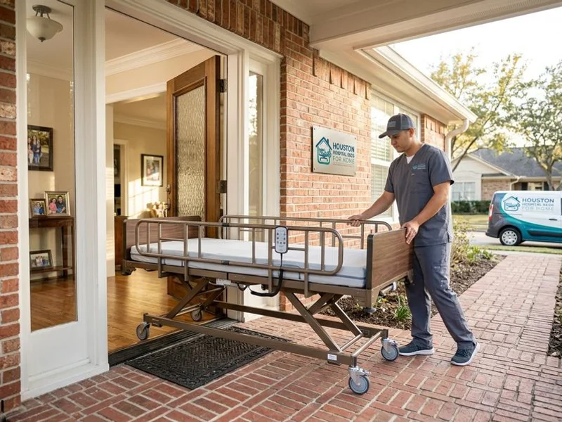 Professional hospital bed delivery and setup in a Houston home