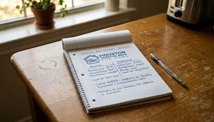 Side by side cost comparison graphic for renting versus buying a hospital bed